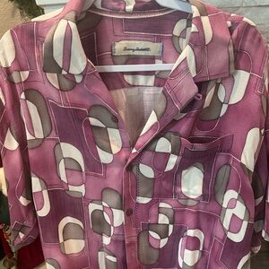 Tommy Bahama Men's Short Sleeve Purple Geometric Shirt